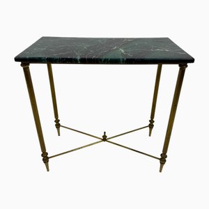 Table d'Appoint en Laiton et Faux Marbre Vert, 1960s