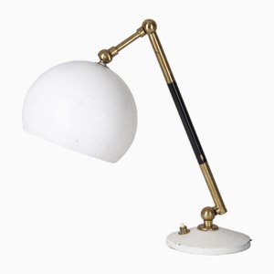 Italienische Vintage Tischlampe aus Messing & weißem Metall, 1960er