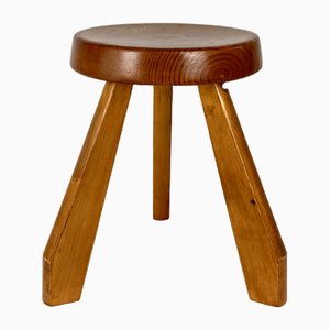 Sandoz Hocker aus Kiefernholz von Charlotte Perriand für Les Arcs, Frankreich, 1960er
