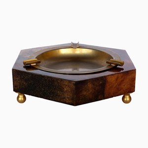 Mid-Century Pergament Aschenbecher aus Ziegenleder von Aldo Tura Design Italia, 1950er