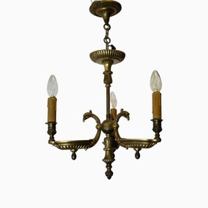 French Gilt Brass Bouillotte Library Ceiling Light, 1890s