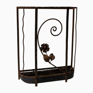 Art Deco Blackened Umbrella Stand in Wrought Iron, 1930s
