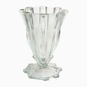 Große tschechische Art Deco Vase aus Pressglas, 1930er