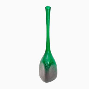 Vintage Emerald Green Corroso Murano Glass Vase attributed to Seguso, Italy, 1950s