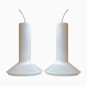 White Danish Pendant Lamps by Sidse Werner for Holmegaard, 1970s, Set of 2