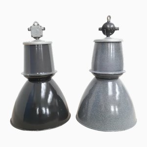 Large Vintage Industrial Pendant Lights from Elektrosvit, 1970s, Set of 2