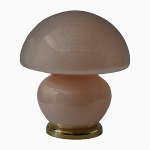 Blown Pink Glass and Brass Table Murano Lamp in style of Vistosi, 1970s