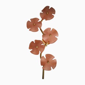 Murano Art Glass and Brass Pink Color Wall Light and Sconce
