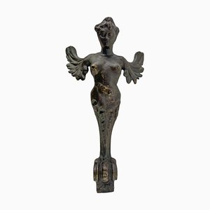 Poignée de Porte Dame avec Ailes en Fonte, 1900s