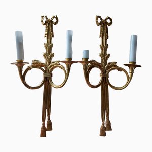 Louis XVI Bronze Wall Lights, 1890s, Set of 2