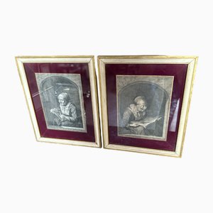 Johann Georg Wille, Two Characters, 1800s, Engravings, Set of 2