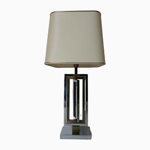 Lampada da tavolo Mid-Century in ottone e metallo cromato di Romeo Rega, 1970