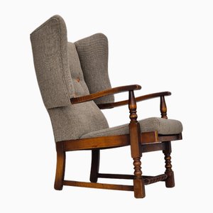 Skandinavischer Sessel mit hoher Rückenlehne aus Wolle & Eichenholz, 1960er