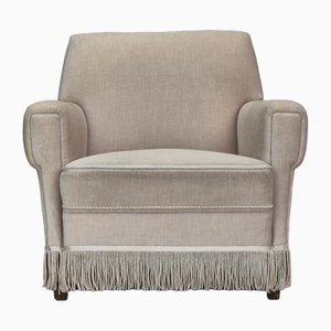 Vintage Danish Chair in Velour & Ash Wood, 1970s