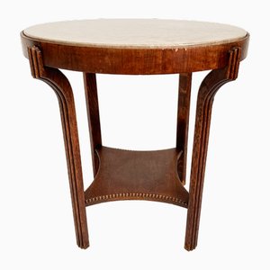 Vintage Art Deco Side Table with Marble Top