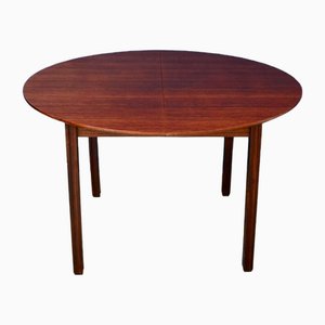 Mesa de comedor italiana redonda ovalada de palisandro con extensión, años 70