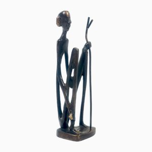 African Tribesman Bronze Statue