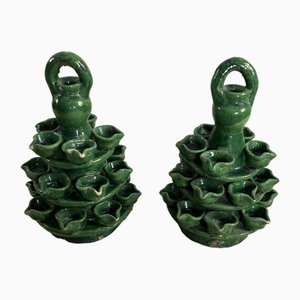 Garden Lighting in Caltagirone Ceramic, 1940s, Set of 2