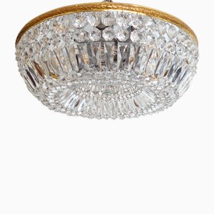 Antike Plafoniere Deckenlampe aus Messing aus Bleikristall von Palwa, 1960er