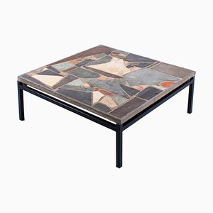 Brutalist Slate Stone Mosaic Coffee Table in the style of Paul Kingma, 1960s