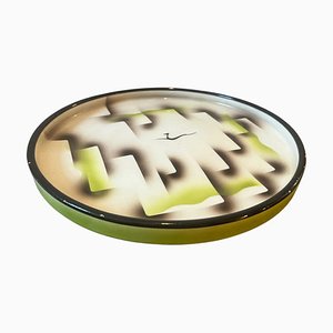 Vintage Italian Art Deco Ceramic Air Brushed Round Plate by Corrado Lucchesi, 1930s