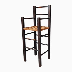 Silla infantil estilo Bauhaus con asiento de cuerda, años 30