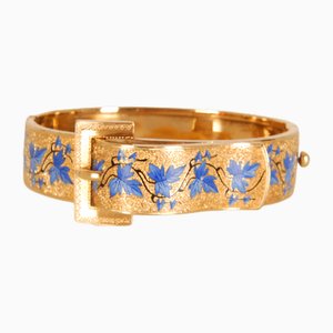 Bracelet Boucle Victorienne en Or Jaune 14 Carats et Émail Bleu par Van Cleef & Arpels