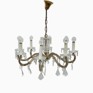 Vintage Cristal Chandelier in Murano Glass, 1950s