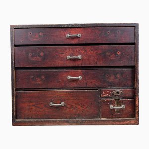 Cajonera japonesa vintage de caligrafía, años 20