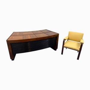 Italienischer Mid-Century Chefschreibtisch mit Stuhl von Gio Ponti, 1940er, 2er Set