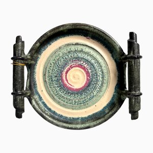 Hand-Crafted Greek Studio Ceramic Art Tray by Christos Tsimbourlas, 2000s