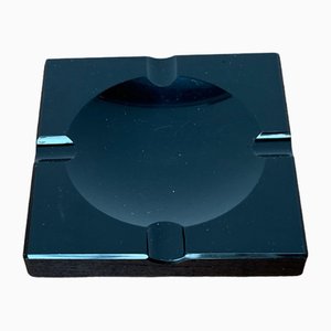 Vintage Black Glass Ashtray, 1980s