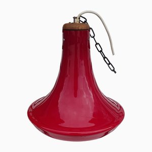Lampe à Suspension en Verre Rouge, 1970s