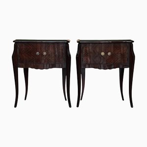 Tables de Chevet Art Déco en Acajou, Italie, 1960, Set de 2