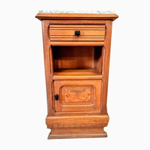 Art Deco Bedside Table Hall Table in Oak & Marble, 1930s