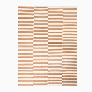 Light Brown & Beige Large Striped Kilim Rug, 1960s