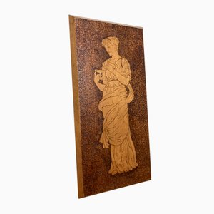 Early 20th-Century Art Nouveau Wall Plaque in Wooden Oak