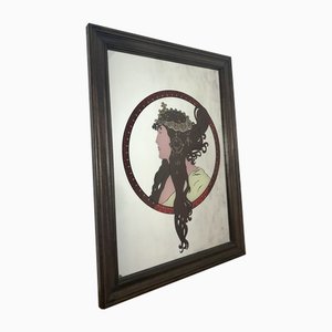 Vintage Jugendstil Alphonse Mucha Brünett Byzantinische Köpfe