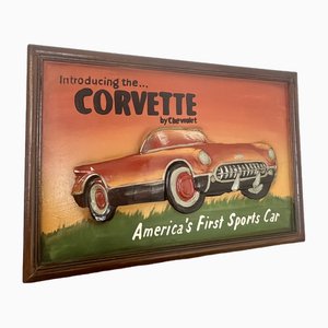 Vintage Holz Chevrolet Corvette Werbeschild