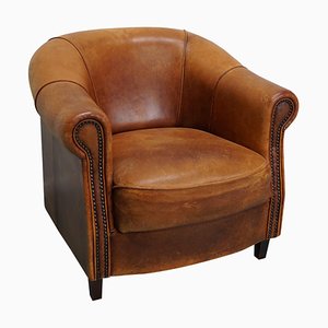 Cognacfarbener niederländischer Vintage Leder Clubsessel
