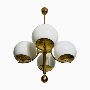 Mid-Century Modern Brass 4-Arm Space Age Chandelier from Kaiser Idell / Kaiser Leuchten, 1960s