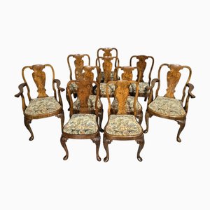 Queen Anne Esszimmerstühle aus Nussholz, 10 . Set