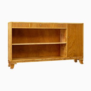 Scandinavian Elm and Birch Low Open Bookcase, 1950s