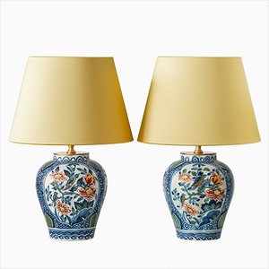 Delft Chinoiserie Table Lamps by Royal Tichelaar Makkum, Set of 2