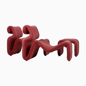 Vintage Etcetera Sessel mit Fußhocker von Jan Ekselius, 1970, 3er Set