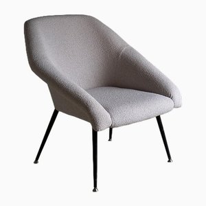 Gray Boucle Shell Armchair, Germany, 1960s