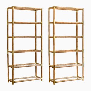 Helle Bücherregale aus Bambus, 2er Set