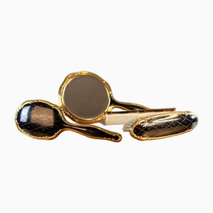 20th-Century Vanity Set with Mirror, Hairbrush, Comb, and Clothes Brush, Set of 4