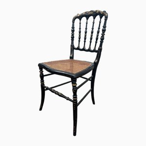 Napoleon III Chair in Blackened Wood and Canework