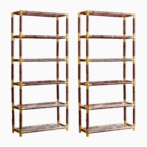 Bücherregale aus Bambus mit dunklem Finish, 2er Set